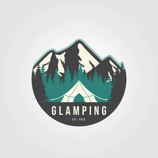 Embleem Van Glamping Logo Met Luxe Camping Pictogram Ontwerp Illustratie — Stockvector