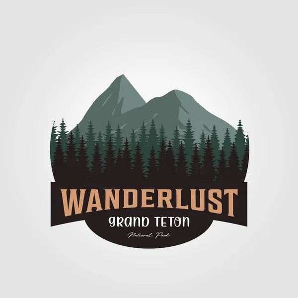 Grand Teton Nationalpark Logo Icon Design Vektor Illustration — Stockvektor