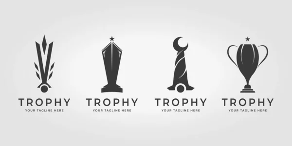 Набор Набора Простых Рисунков Логотипа Трофея Иконки Вектора Дизайн — стоковый вектор