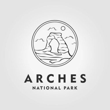Arches Ulusal Parkı Amblemi Logo Çizgisi Sanat, Amerikan Mirasının Tasarım Vektörü