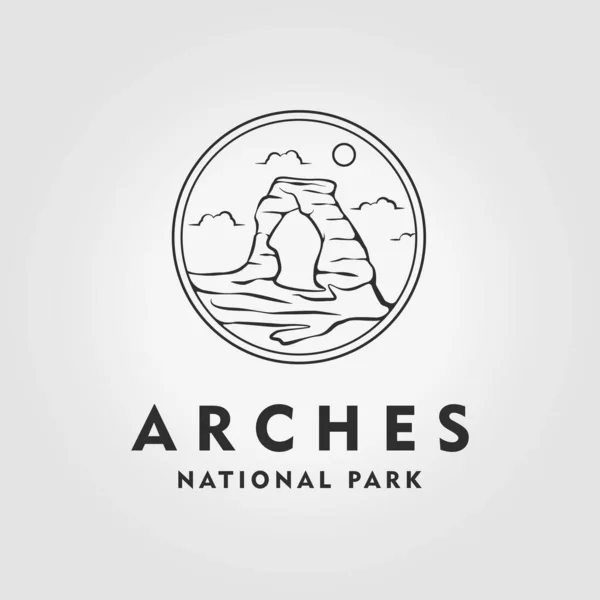 Arches Ulusal Parkı Amblemi Logo Çizgisi Sanat, Amerikan Mirasının Tasarım Vektörü