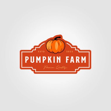 etiket etiketi illüstrasyonu tipografi ile basit vintage balkabağı logo vektör tasarımı