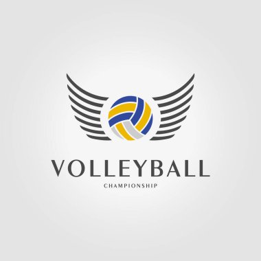 Kanat logosu vektör dizaynlı voleybol, voleybol şampiyonası illüstrasyonu
