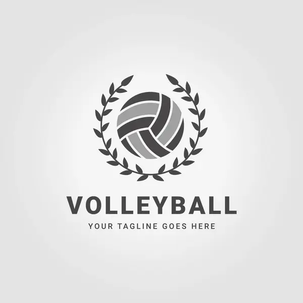 Emblem För Volleyboll Klubb Logotyp Med Krypande Blad Växt Vektor — Stock vektor