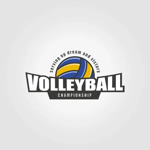 Емблема Волейбол Логотип Значок Вектор Ілюстрація Дизайну Бейджа Волейбольного Яча — стоковий вектор