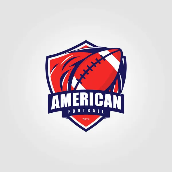 Embléma Rögbi Labda Logó Design Illusztráció Vektor Amerikai Futball Jelvény — Stock Vector