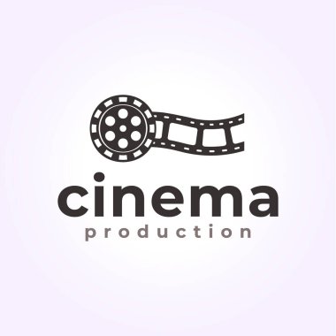 Kamera rulo film logo vektörü, antika sinema illüstrasyon tasarımı