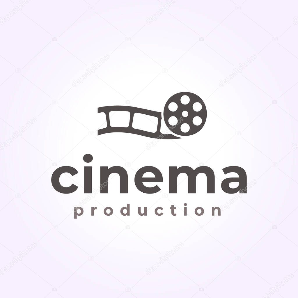 Film roll logo design, vintage cinema icon vector illustration