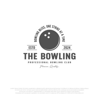 Bowling logosu şablonu. Minimalist tasarım bowling oyunu şablonu. Bowling kulübü, dükkan vesaire için vektör.