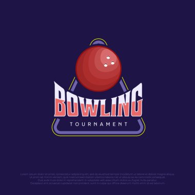 Klasik bowling logosu tasarımı. Bowling kulübü logosu tasarım ögesi için üçgen rozet