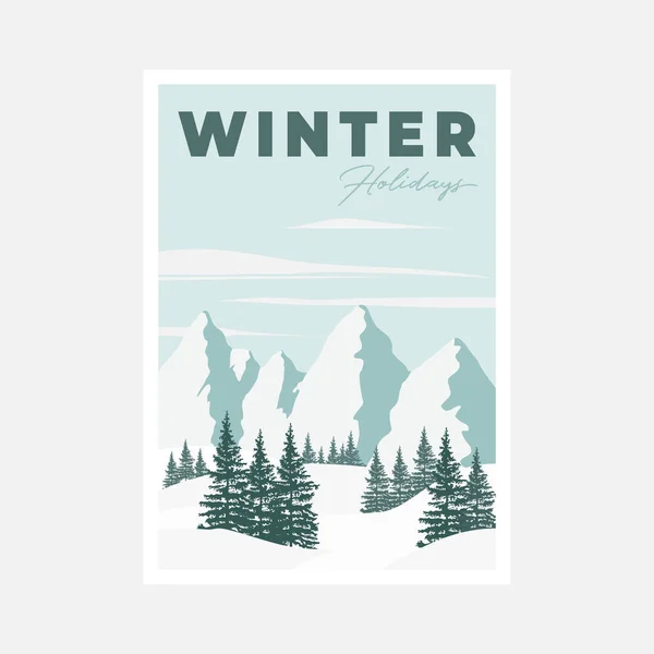 Зимний Пейзажный Плакат Векторный Дизайн Снежного Фона — стоковый вектор