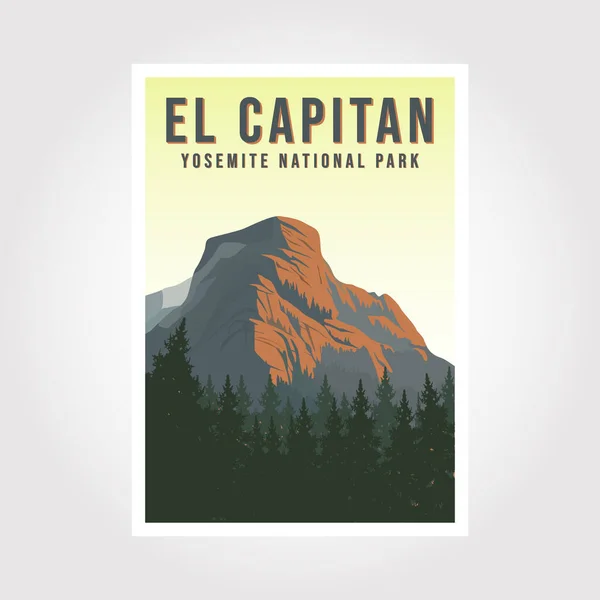Capitan Yosemite Vintage Affisch Illustration Design Yosemite Resor Tryck Nationalpark — Stock vektor