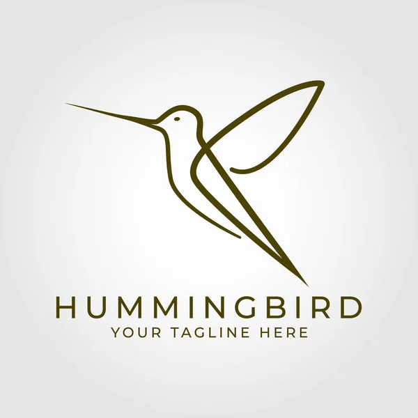 Humming Bird Line Art Luxo Ilustração Vector Logo —  Vetores de Stock
