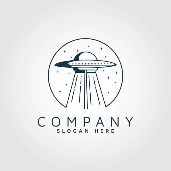 Flache Ufo Logo Illustration Design Einfache Alien Schiff Symbol Vektor — Stockvektor