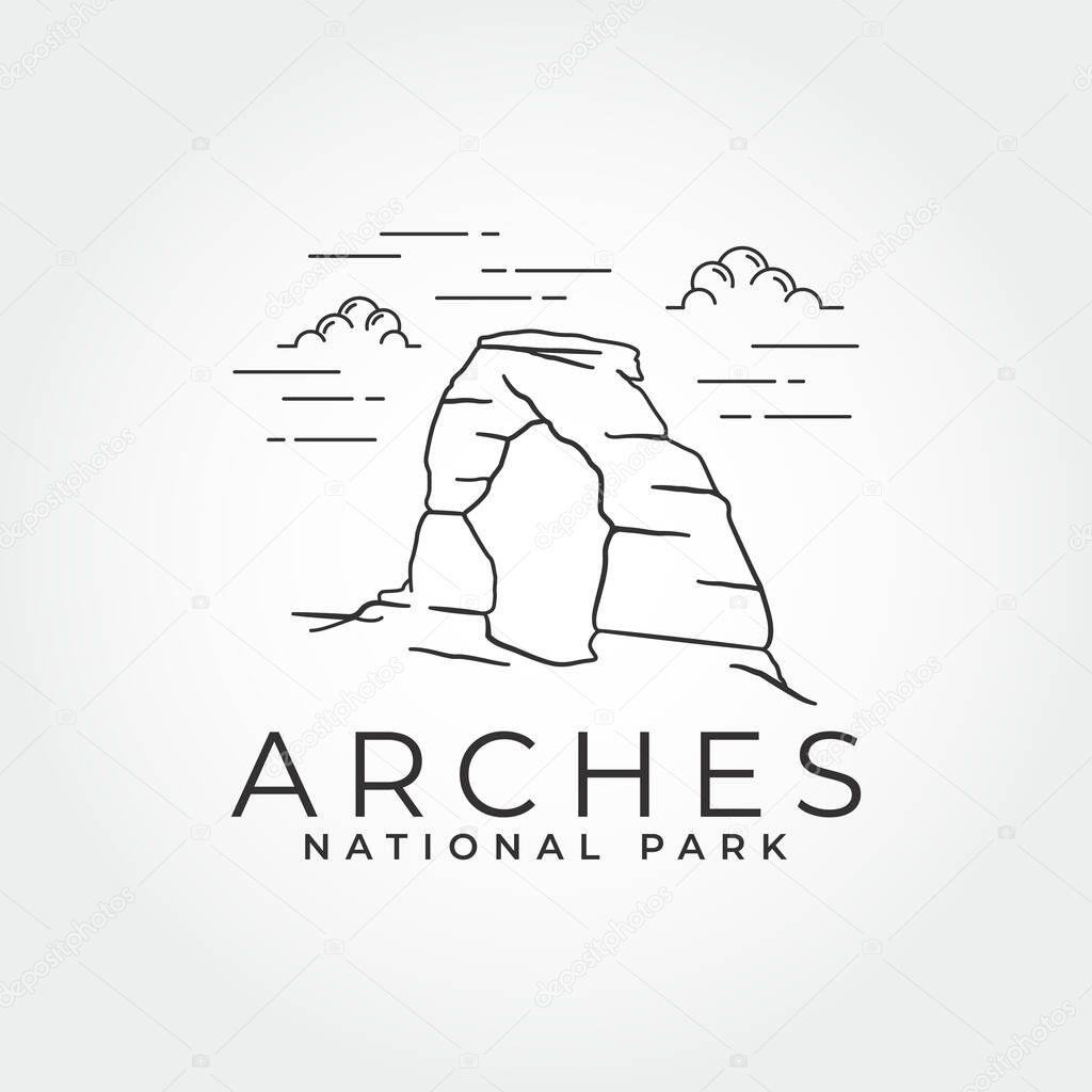 Arches national park logo landmark icon vector illustration design.