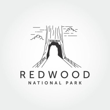 Sekoya ulusal park çizgisi logo vektör illüstrasyon tasarımı.