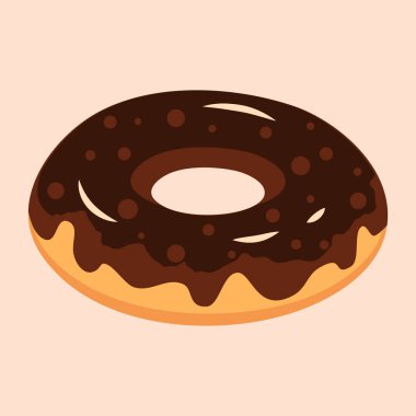 Çikolata jöleli leziz donut. Tatlı vektör illüstrasyonu. Tatlı ve tatlı bir pastanın yan görünüşü.