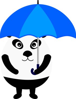  Illustration of a panda with an umbrella clipart