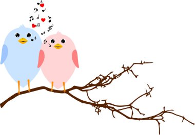  Bir dalda öten kuşların tasviri