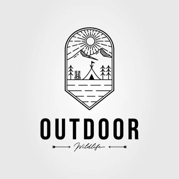 Outdoor Zelten Mit Zelt Auf Berg Logo Vektor Illustration Design — Stockvektor