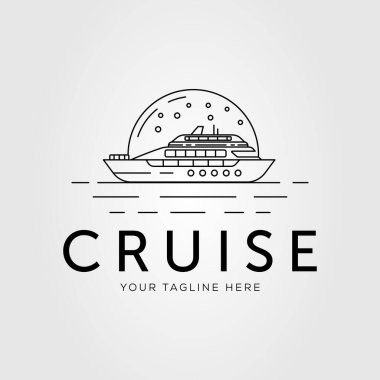 Okyanus logosu illüstrasyon tasarımı üzerinde gemi ya da yat