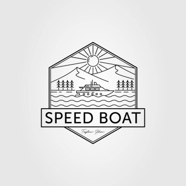Okyanus logosu çiziminde sürat teknesi ya da gemi
