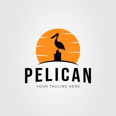 silhouette pelican or heron bird logo vector illustration design clipart