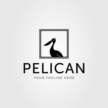 silhouette pelican or egret or heron logo vector illustration design clipart