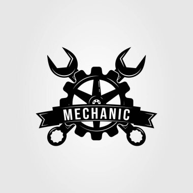 Tamirci ya da atölye logosu çizimi için anahtar ya da teçhizat. garaj simgesi
