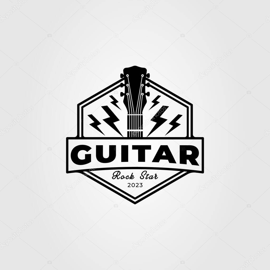Guitar electric logo or music band symbol vector illustration design