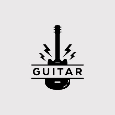 Siluet gitar veya elektro bas vektör çizim tasarımı