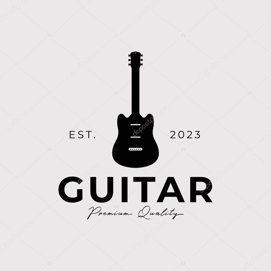 Silhouette guitar or electric bass logo vector illustration design