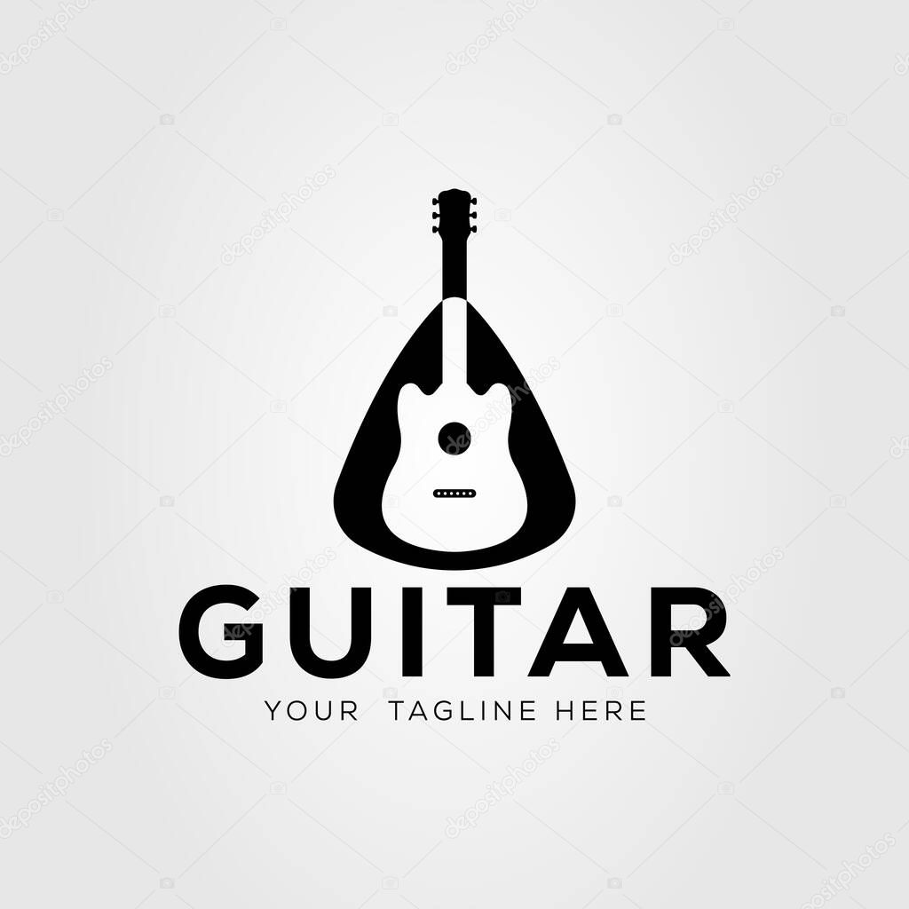 Silhouette guitar or bass or ukulele logo vector illustration design