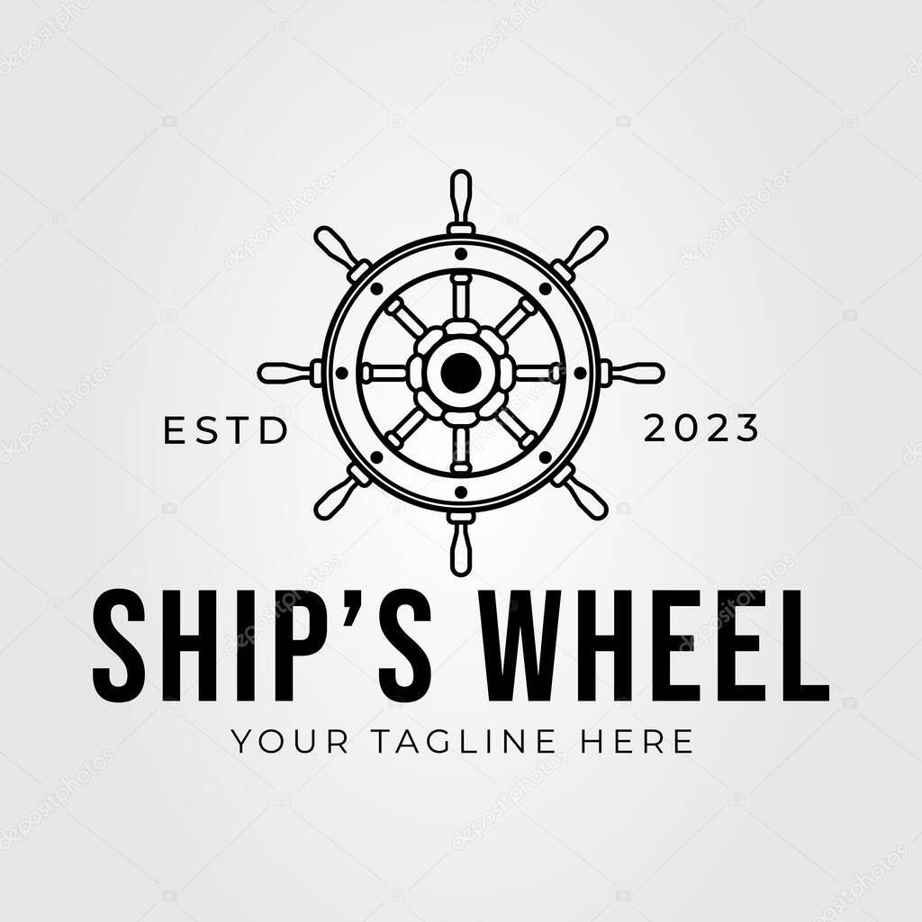 Ship's wheel logo or boat steering symbol vector illustration design