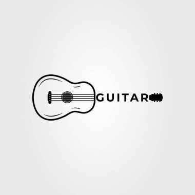akustik Gitar logosu veya müzik sembolü vektör çizimi için bas