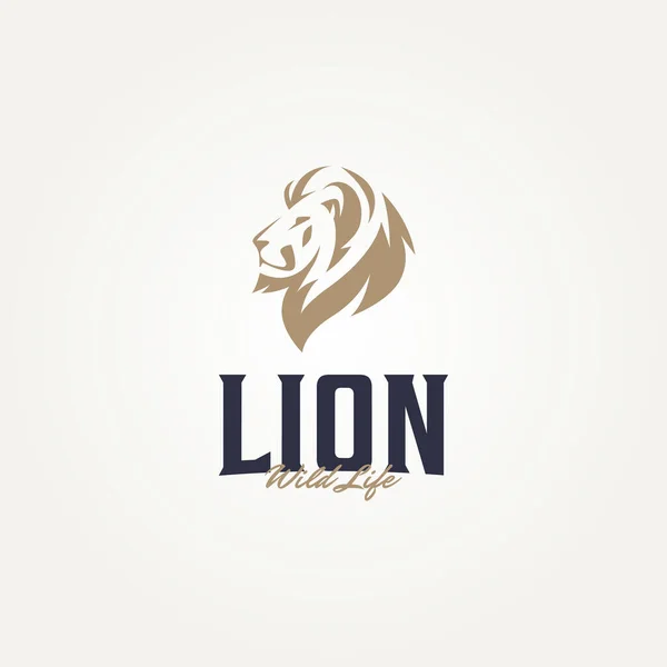 Minimalist Lion Golden Head Wildlife Icon Label Logo Template Vector Ilustração De Bancos De Imagens