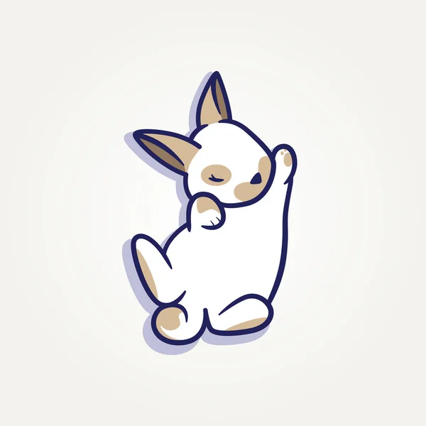 Simple Little Cute Rabbit Sleeping Cartoon Flat Icon Vector Illustration — Stock Vector