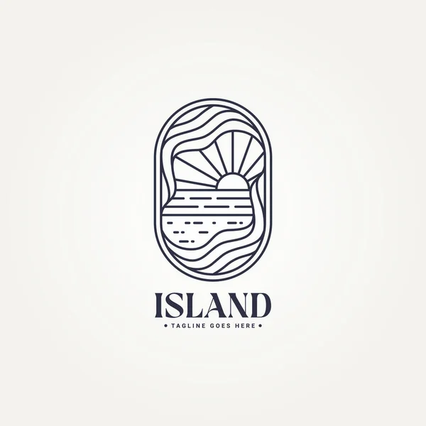 Minimaliste Plage Île Badge Icône Logo Modèle Vectoriel Illustration Design — Image vectorielle
