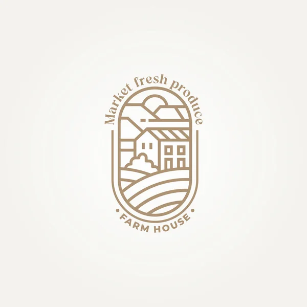 Modèle Minimaliste Illustration Vectorielle Logo Maison Ferme Agriculture Abstraite Emblème — Image vectorielle