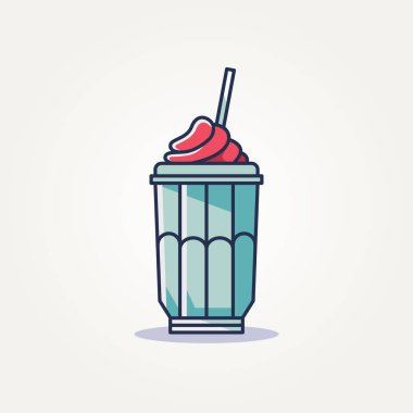 İzole edilmiş minimalist milkshake düz simge logo şablonu çizim tasarımı. Basit modern kafeler, dondurmacılar, yemek kamyonları logosu konsepti.