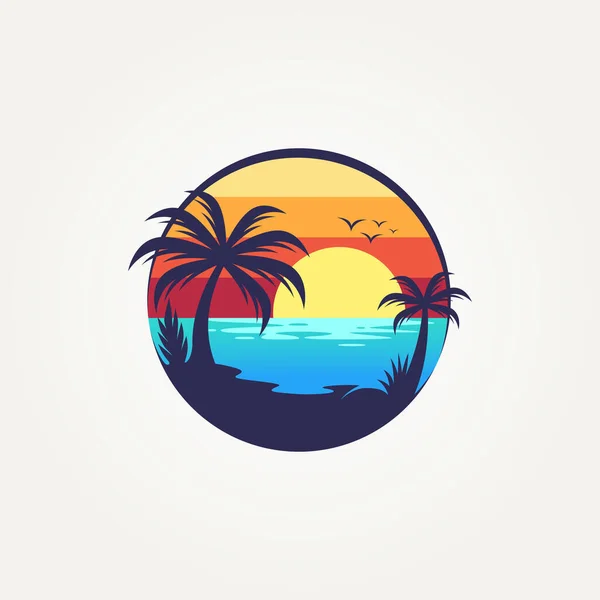 Simple Moderne Plage Tropicale Icône Logo Modèle Vectoriel Illustration Design — Image vectorielle