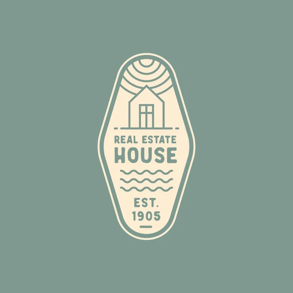 Minimaliste Maison Immobilière Badge Icône Logo Modèle Vectoriel Illustration Design — Image vectorielle