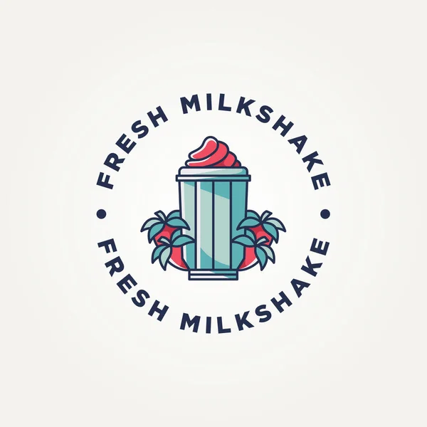 Minimalista Fresa Frutas Milkshake Icono Logotipo Plantilla Vector Ilustración Diseño — Vector de stock