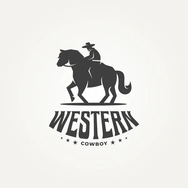 Silhueta Clássico Ocidental Cowboy Ícone Logotipo Modelo Vetor Ilustração Design Gráficos Vetores