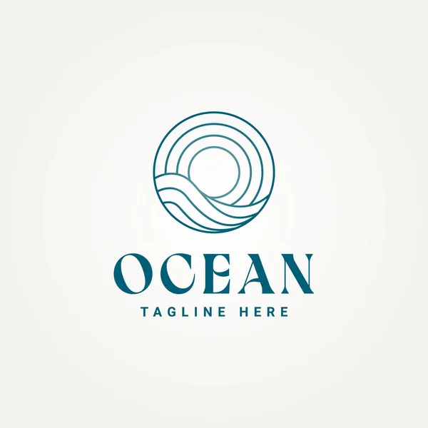 Simples Minimalista Oceano Linha Arte Ícone Logotipo Modelo Vetor Ilustração Vetores De Bancos De Imagens Sem Royalties