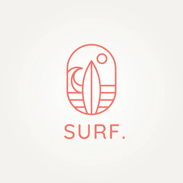 Clube Surf Minimalista Linha Arte Logotipo Modelo Vetor Ilustração Design Ilustração De Bancos De Imagens