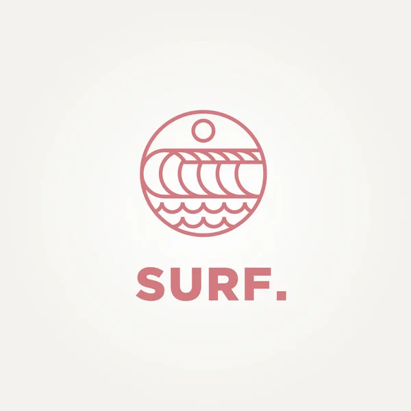 Oceano Surf Minimalista Linha Arte Logotipo Modelo Vetor Ilustração Design Ilustrações De Bancos De Imagens Sem Royalties