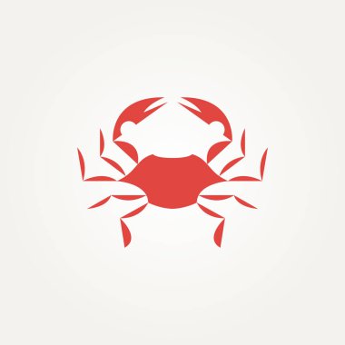 İzole edilmiş kırmızı yengeç deniz ürünleri silueti logo şablonu çizim tasarımı