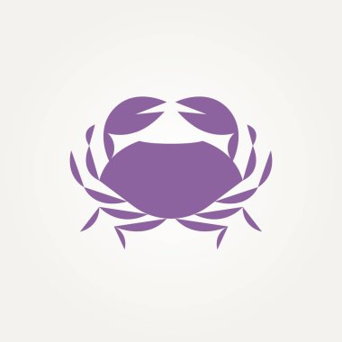 İzole edilmiş yengeç silueti logo şablonu çizim tasarımı. Minimalist basit balık restoranları, deniz yengeci, deniz ürünleri logosu konsepti