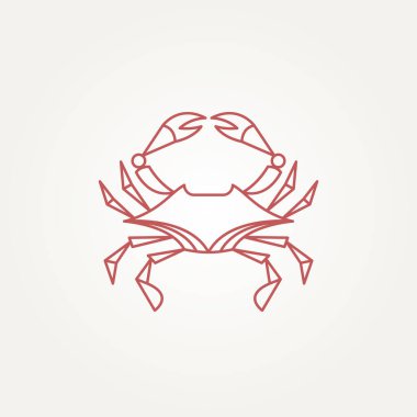 Minimalist izole edilmiş yengeç çizgisi sanat simgesi logo şablonu vektör illüstrasyon tasarımı